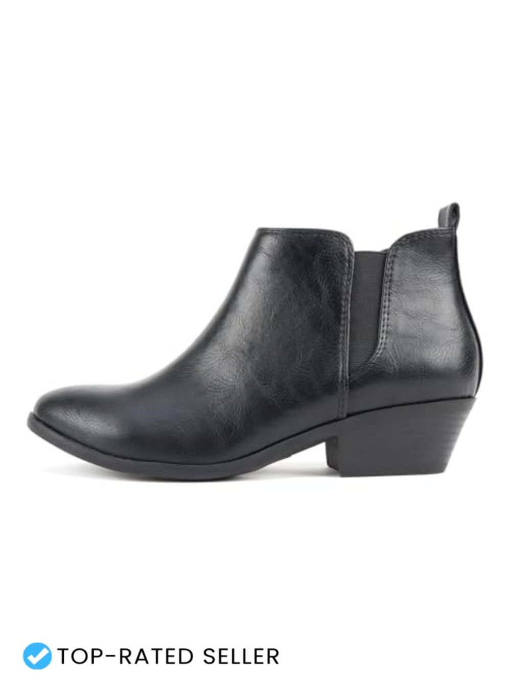 Pointed Toe Low Heel Ankle Bootie with Elastic Gore and Zipper Closure